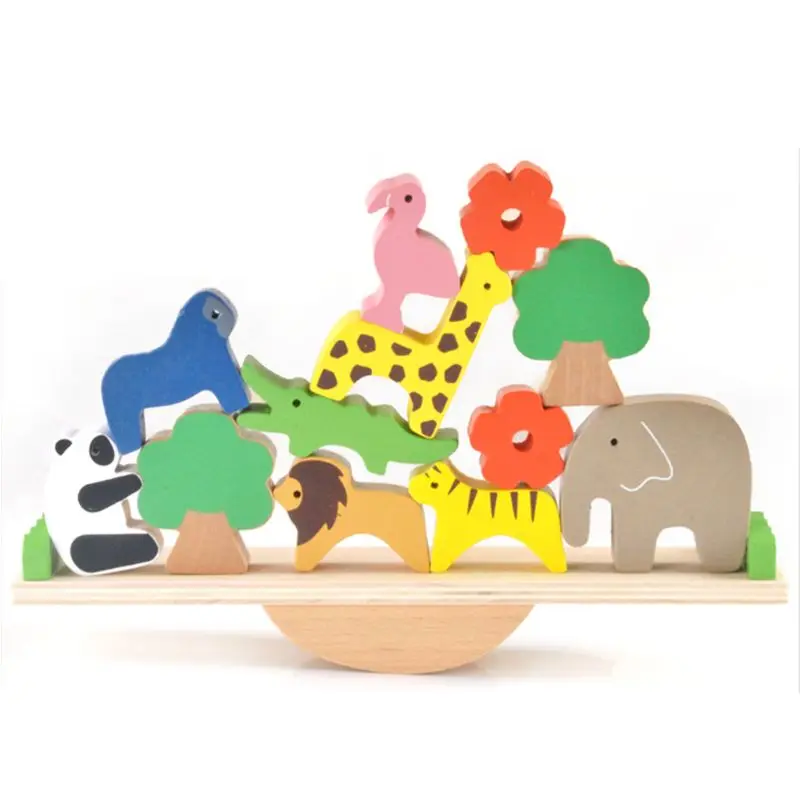 

Wooden Animals Stacking Blocks Balancing Games Playset Toy for Toddlers Ages 3+