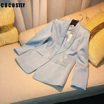 

New Fashion 2020 Korea Designer blazers for women formal Single Button Shawl Collar White and Black Blazer Outer