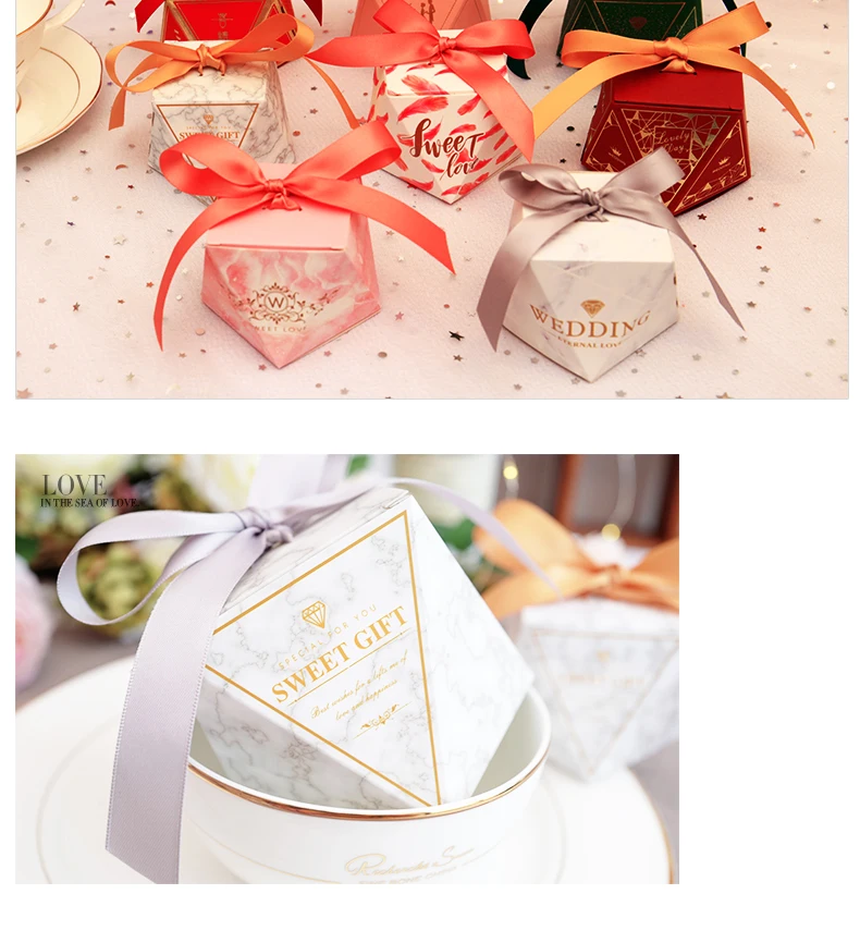 Розовые бриллиантовые свадебные сувениры, подарки, аворы и подарочные коробки, Подарочная коробка конфет вечерние украшения для гостей