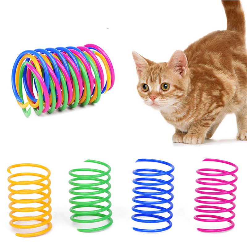 12pcs/lot Cat Spring Toy Colorful Plastic Training For Interacting With Pet Cats | Дом и сад