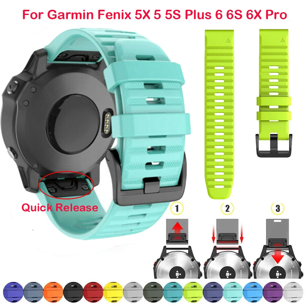 Ремешок для наручных часов Garmin Fenix 6 6X Pro 5 5X Plus 3HR 26 22 20 мм силиконовый браслет Fenix6