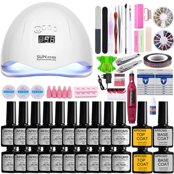 

54W Manicure Set Nail Set Salon Nail Gel Polish Set Nail Kit Electric Nail Drill Machine UV LED Nail Lamp Dryer Nail Tools Set