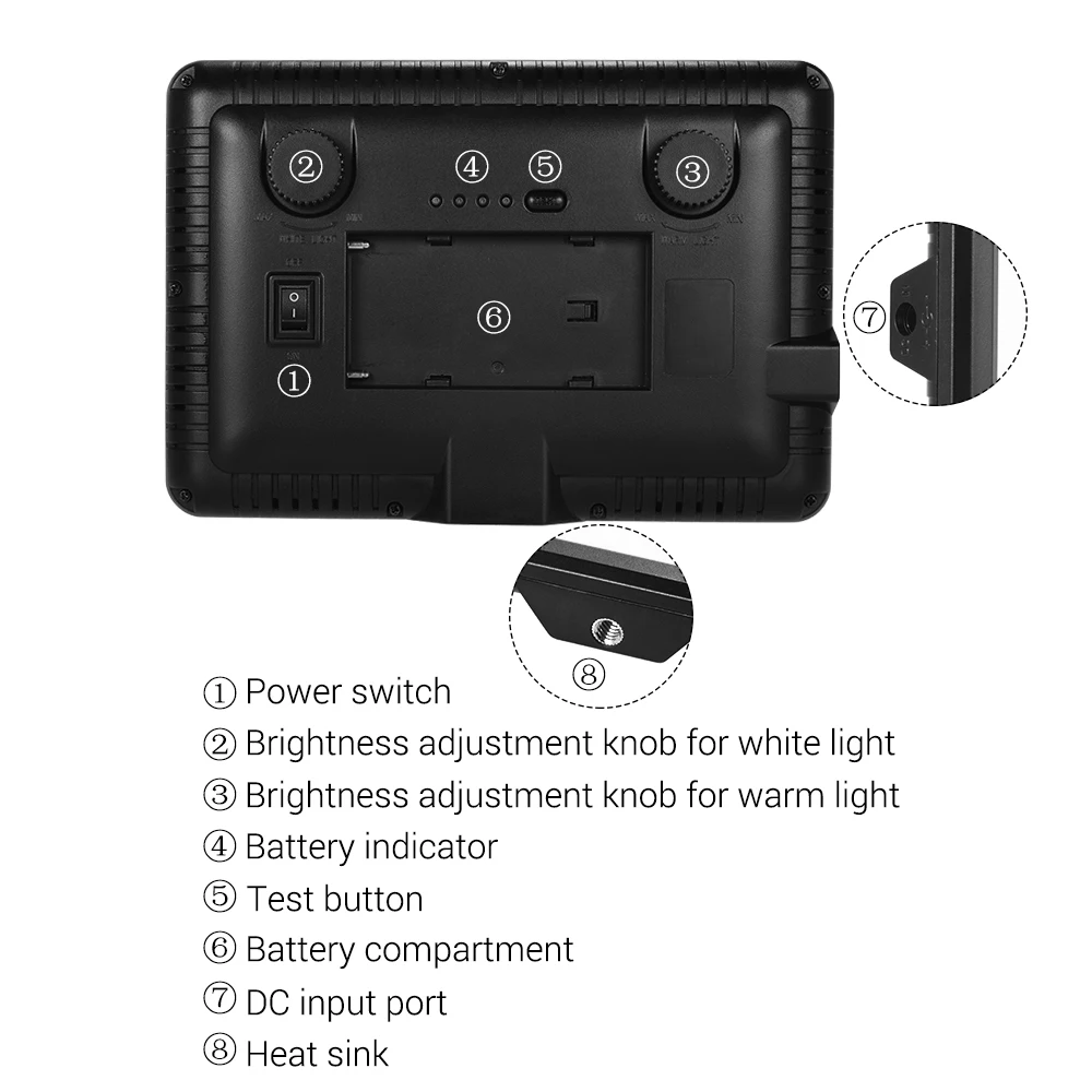 Photography 3000K-6000K Bi-color LED Video Light Dimmable Fill Light CRI 85+ for News Interview Wedding Portrait Vlog Recording