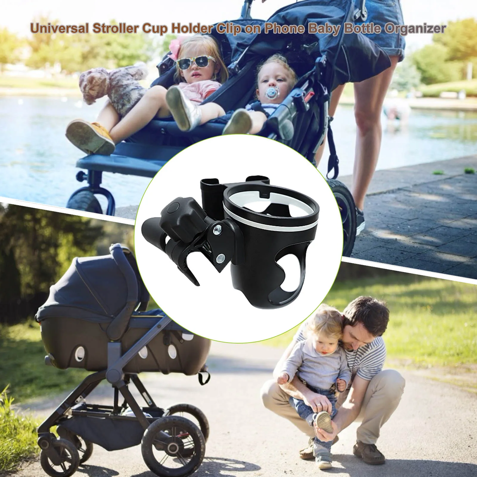 1 Pc Baby Stroller Cup Holder ABS Universal 360 Rotation Clip On Phone Holder Bottle Keeping Carrying Organizer Bicycle Outdoor Baby Strollers medium