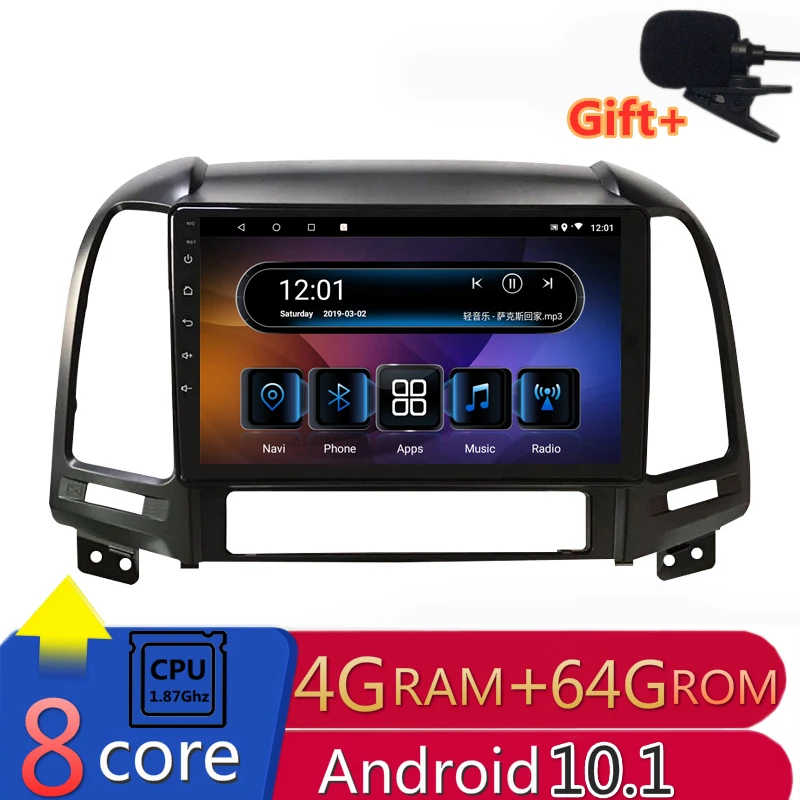 Автомагнитола 9 &quot 4 Гб ОЗУ 8 ядер Android DVD GPS навигация для Hyundai SANTA FE 2006 2007 2008 2009 2010 2011