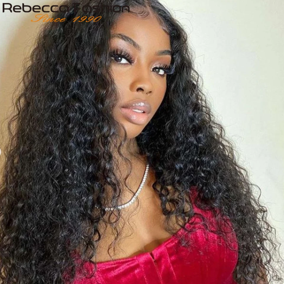 Full Lace Wigs For Black Women Curly Human Hair Wig Remy Hair Brazilian Deep Wave Glueless 200 Density HD Transparent Lace Wig