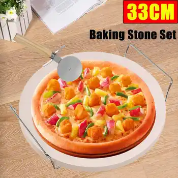 

33cm Round Pizza Baking Pan Tray Pizza Plate Dishes Heat-resistant Pizza Pan Baking Mould Bakeware Home Kitchen Baking Tools