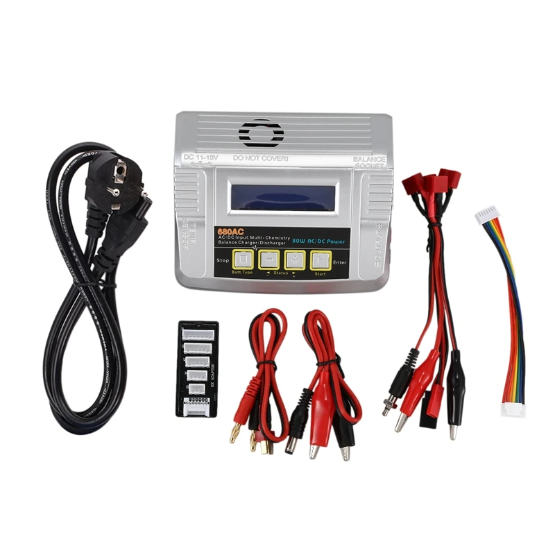 

Hot 3C-680AC 80W 6A AC DC RC Battery Balance Charger Discharger for Toy 1-6S LiPo LiFe Lilon NiCd NiMH Battery Charging Power Si