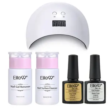 

Elite99 Shiny Top Base Coat Gel Nail Kits with lamp Nail Surface Cleanser 80ml Nail Polish Sticky Remover Liquid Manicure Tools