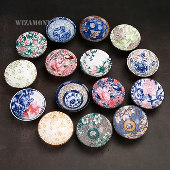

1PCS!!WIZAMONY Bue and White Color Painted Chinese Porcelain Tea Bowl Teacup Tea Set Ceramic Atique Glaze Kung Fu Tea Master Cup