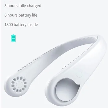 

Hanging neck fan, rechargeable, lazy hanging neck, leafless small electric fan, portable handheld mini fan