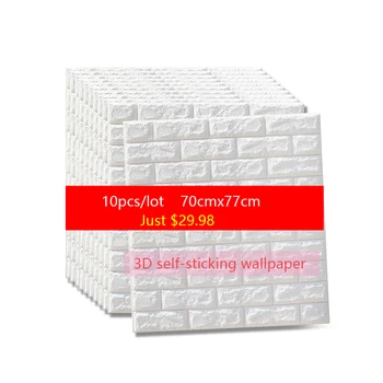 

12 sheets 3D Brick Wall Stickers Wallpaper Decor Foam Waterproof Wall Covering Wallpaper For Kids Living Room DIY Background