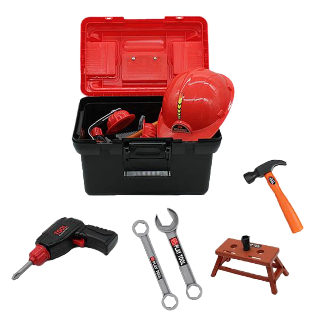 42pcs Kids Tool Box for Kids Pretend Play - Construction Workshop Toolbox STEM Building Toys with Realistic Tools and Drill