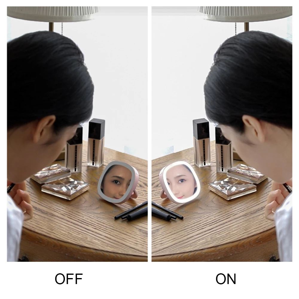  Dimmable Portable Makeup Mirror Vanity LED Light USB Charging 3 Light Color Table Lamp LED Lighted 