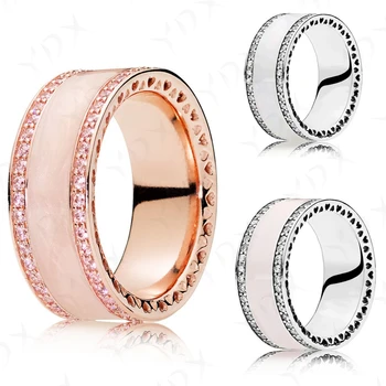 

YinDX 925 Sterling Silver Ring Luxury Enamel Design Ring For Original Female Wedding Banquet Gift DIY Fashion Jewelry
