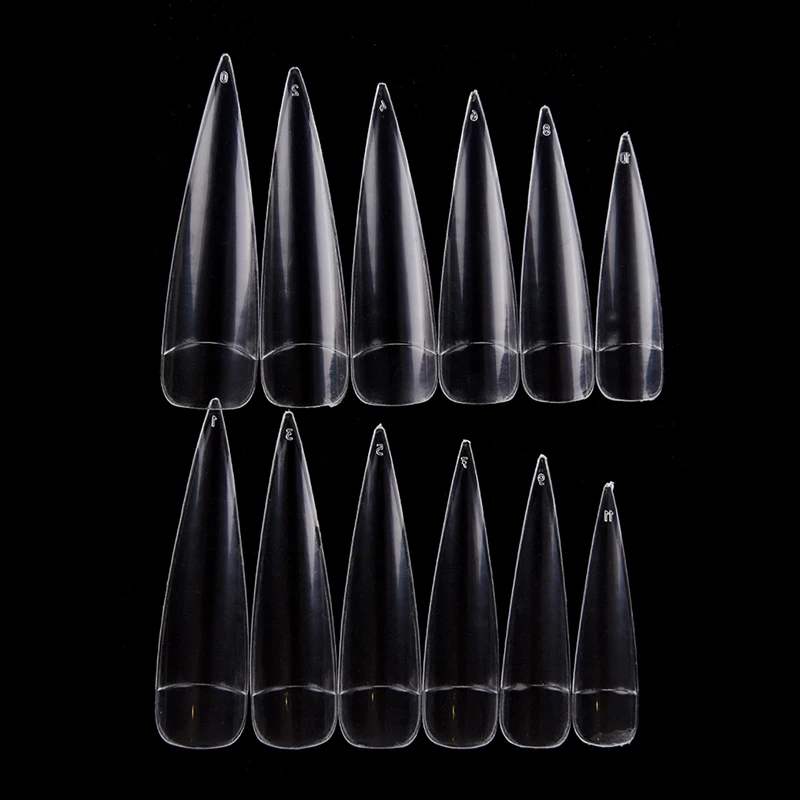 24pcs Fake Nail Tips Long Cuspidal Stiletto Nail Tips White French Salon Acrylic Nail Art False Nail Tip Manicure - Цвет: Transparent