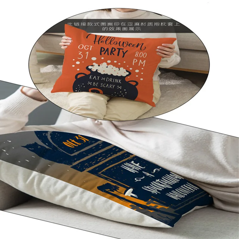 2019 наволочка с принтом тыквы на Хэллоуин оранжевая персиковая кашемировая