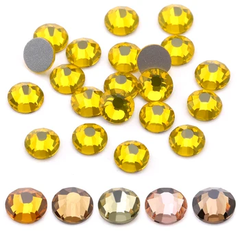 

SS3-SS20 Citrine rhinestone for Nail Art 1440pcs Flatback Non Hotfix Glue on Nail Art Rhinestones Boutique and Top grade