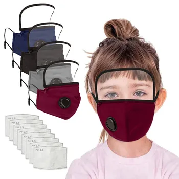 

1pc Mouth Mask+2pcs Mask Replacement Sheet Kids Washable Reusable Face Mask With Filter And Detachable Eye Shield Masques
