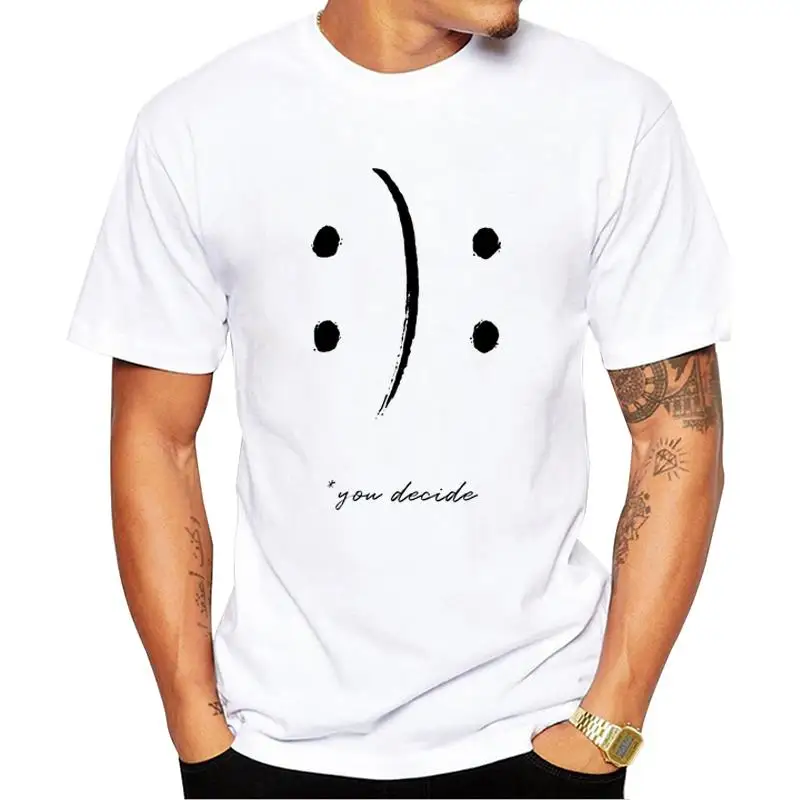

FPACE Hipster Man T-Shirt Fashion You Decide Smileys Printed Tshirts Short Sleeve Cool t shirts Funny Essential Tee