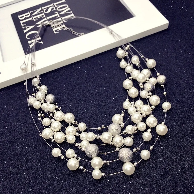 

Fashion Pearl Necklace Beaded Multi-layer Chain Necklaces Women Accessories Jewerly Choker Necklace for Girls Christmas Gifts