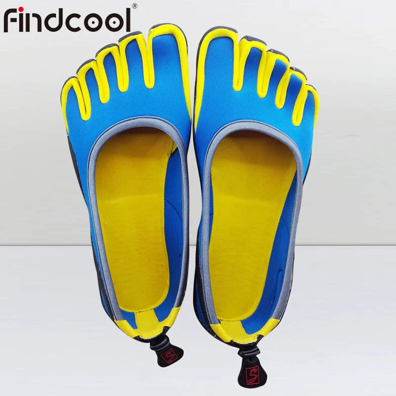 Blue Yellow Findcool/обувь с пятью пальцами для мужчин и женщин; Уличная обувь; нескользящая обувь; 5 пальцы большой палец на ноге; обувь для скалолазания - Цвет: Blue Yellow