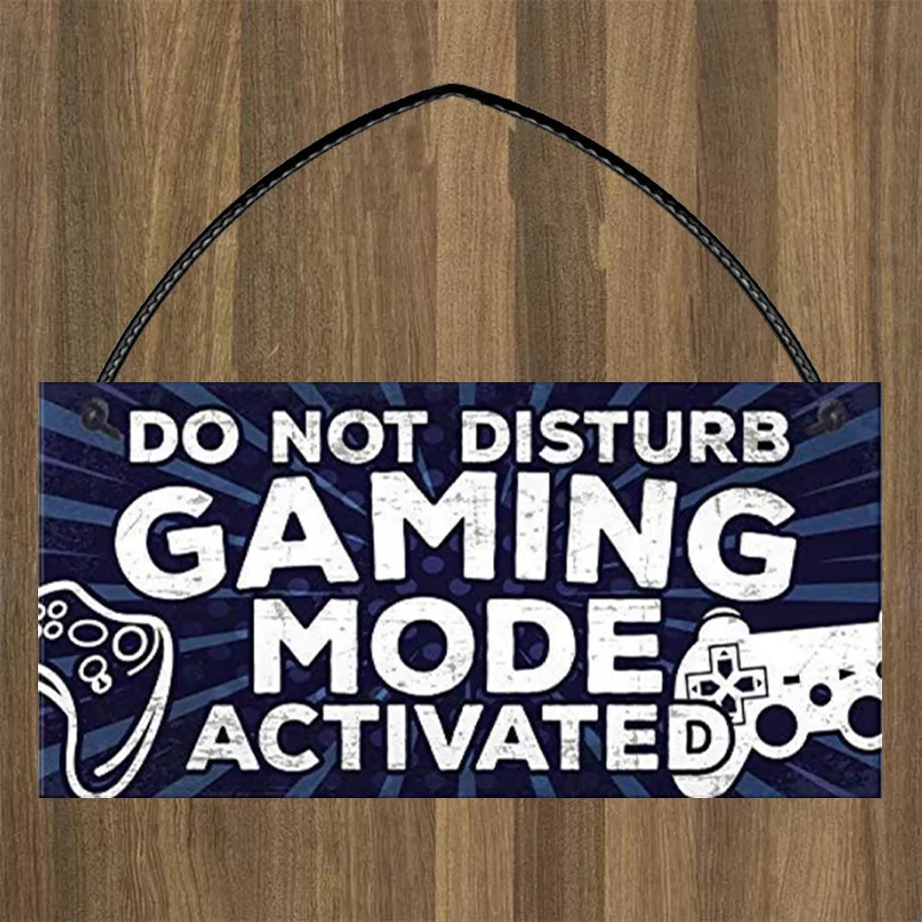 Do Not Disturb Door Signs for Game Lovers Letter Print Square Wooded Door Hanging Plate Board Funny Gift 20x10cm 2