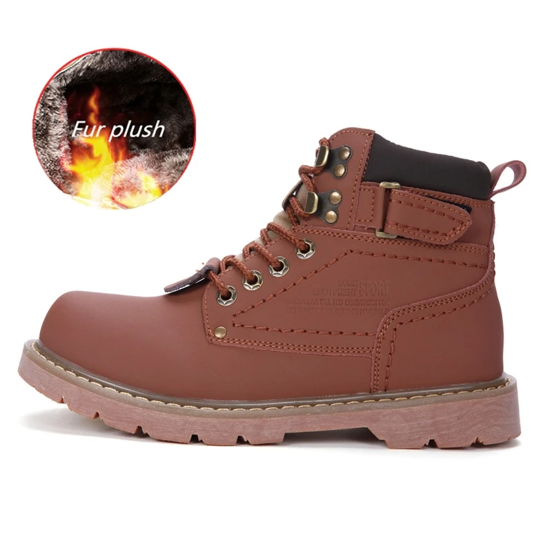 Light Brown-Plush 02 Новые модные водонепроницаемые мужские зимние ботинки новая зимняя обувь из нубука мужские оксфорды из натуральной кожи ботильоны армейские ботинки на меху Большие размеры 47 - Цвет: Light Brown-Plush 02