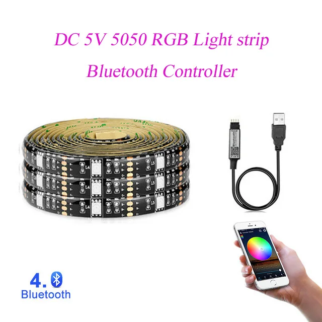 Bluetooth Controller USB Светодиодная лента 5050 RGB сменный светодиодный фоновый светильник для ТВ 50 см 1 м 2 м 3 м 4 м 5 м DIY гибкий светодиодный светильник - Испускаемый цвет: Bluetooth Controller