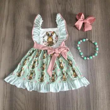

baby girls Easter dress girls bunny dress with belt girls cotton dress with accessories