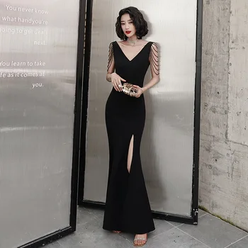 

Vestido De Noiva Vestido De Festa Evening Dress Female 2020 New Noble Banquet Style Host Long Temperament Fishtail