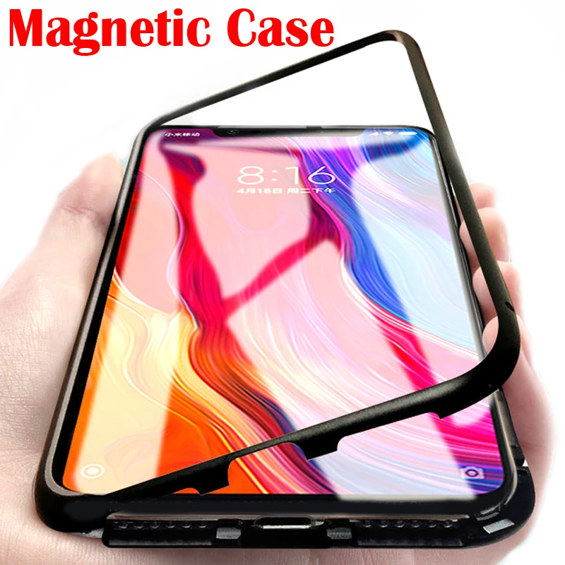 

Metal Magnetic Adsorption Glass Case For Xiaomi A3 CC9 CC9E 9 9T 8 Pro SE Lite Poco Mi Pocophone F1 Phone Case Cover Capa Coque