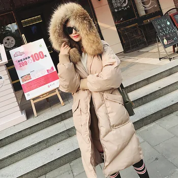 

Winter Coat Women Casual Loose Hooded Long Pocket Parka Jacket Manteau Femme Plus Size Female Zipper China 2019