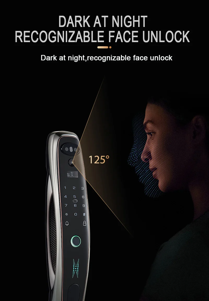 biometric card reader TUYA WIFI 3D infrared light face recognition lock with camera fingerprint magnetic card password intelligent automatic door lock digital keypads