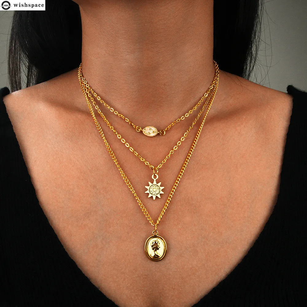 The new Europe and the United States temperament joker multi-layer alloy pendant necklace female fashion accessories wholesale | Украшения