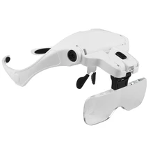 1.0X 1.5X 2.0X 2.5X 3.5X LED Magnifying Adjustable Head Magnifier Bracket Loupe with 2 Lights Tool Headband Magnifier Glasses