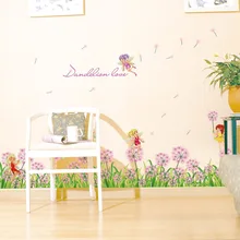 

Flower Wallpapers Removable Romantic Dandelion Skirting Line Poster Decals for Bedroom and Living Room Decoration Wall Stickers