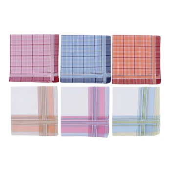 

6pcs Handkerchiefs 100% Cotton High Quality 28x28cm - Check Pattern pocket square pink Classic Plaid handkerchief