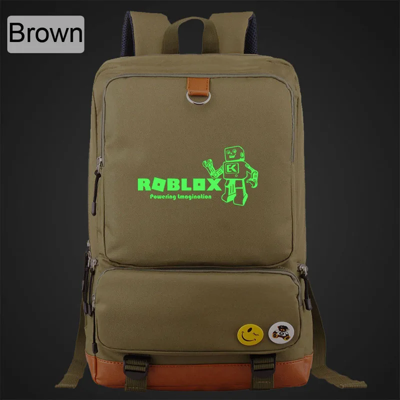 ROBLOX, повседневный холщовый женский рюкзак, светящийся, однотонный, простой, для мужчин, для студентов, школьная сумка, mochila mujer, для улицы, дорожные сумки - Цвет: brown a