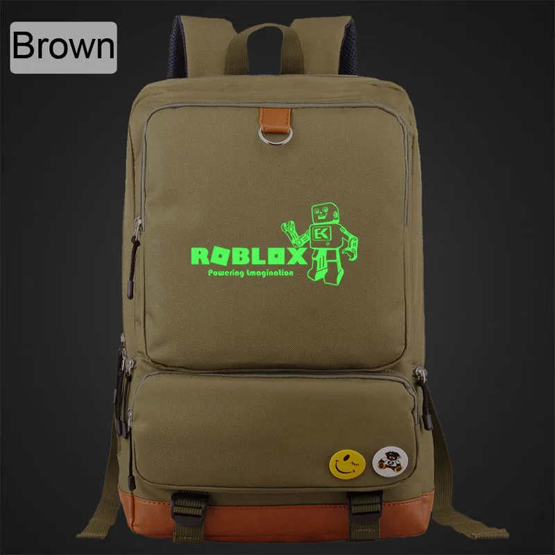 brown a ROBLOX, повседневный холщовый женский рюкзак, светящийся, однотонный, простой, для мужчин, для студентов, школьная сумка, mochila mujer, для улицы, дорожные сумки - Цвет: brown a