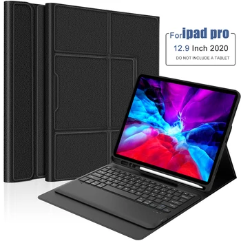 

For iPad Pro 12.9 Inch 2020 American Bluetooth Keyboard with Auto Wake /Sleep Function Black PU Leather Tablet Protective Case