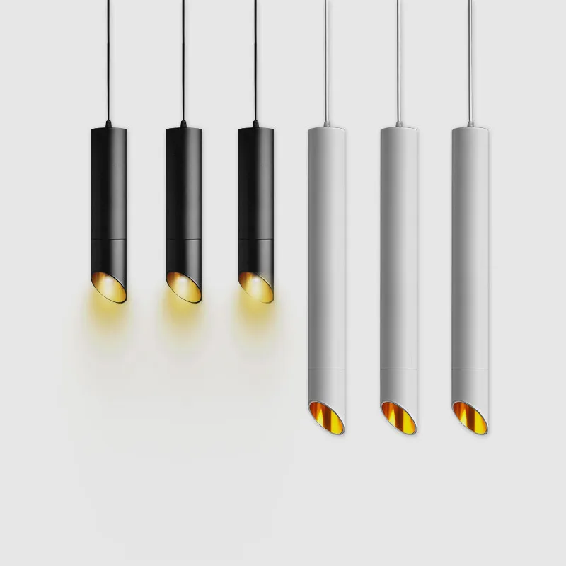 

Cylinder Dimmable LED Pendant Lights Long Tube Lamps Kitchen Dining Room Shop Bar Decoration Cord Pendant Lamp Background Lights