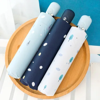 

Flower umbrella Black Coating sunscreen sunny umbrella rain woman three folding umbrella female Automatic princess Parasol gift