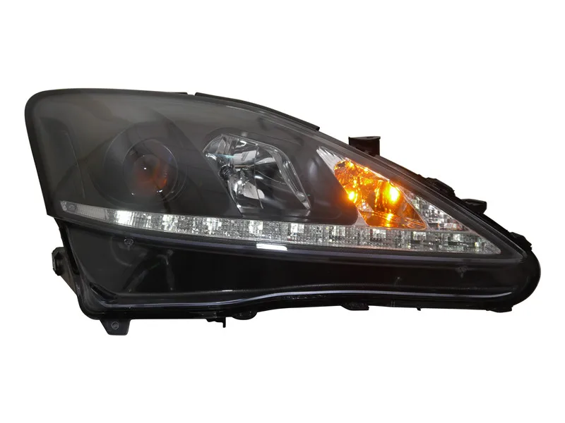 VLAND автомобиль лампа для Lexus IS250 светодиодный головной светильник 2006 2008 2010 2012 IS300 IS250 светодиодный головной светильник с DRL H7 ксеноновые линзы - Цвет: black