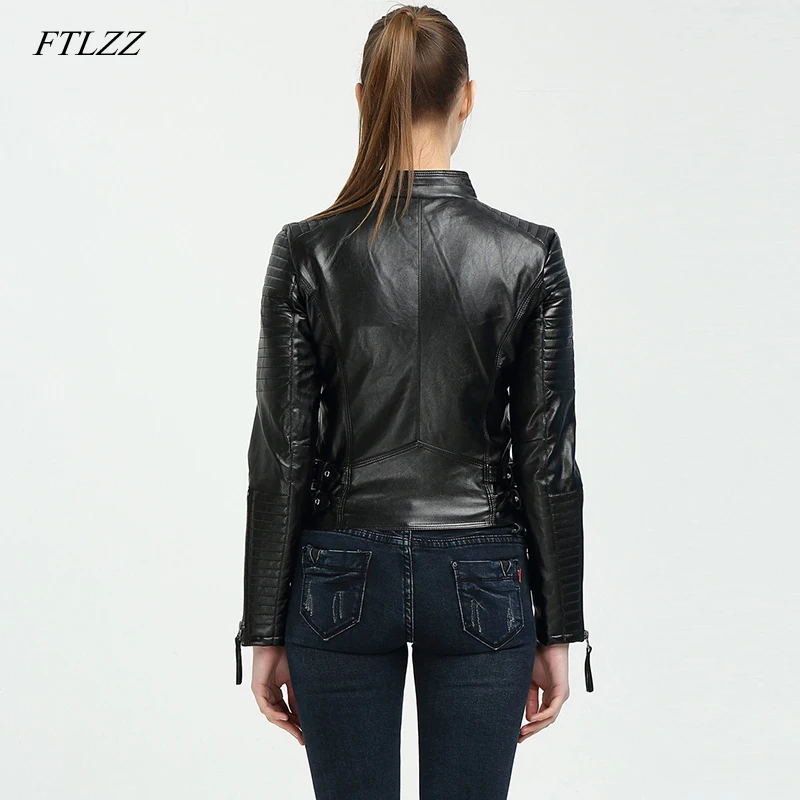 Куртка женская мотоциклетная из мягкой ПУ кожи на весну/осень|pu leather jacket|brand