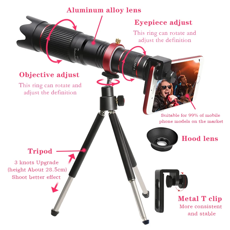 Orsda Mobile Phone Camera Lens 36X Telescope 4K HD External With Universal Clip Phone For Phone Camera Zoom Lens Telescope
