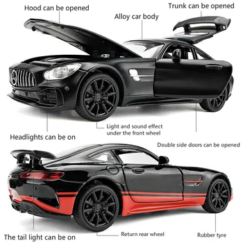 

1:32 Alloy Benz AMG GT R Diecast Supercar Model Pull Back With Sound Light Vehicles Car Models Toys For Children Birthday Gifts