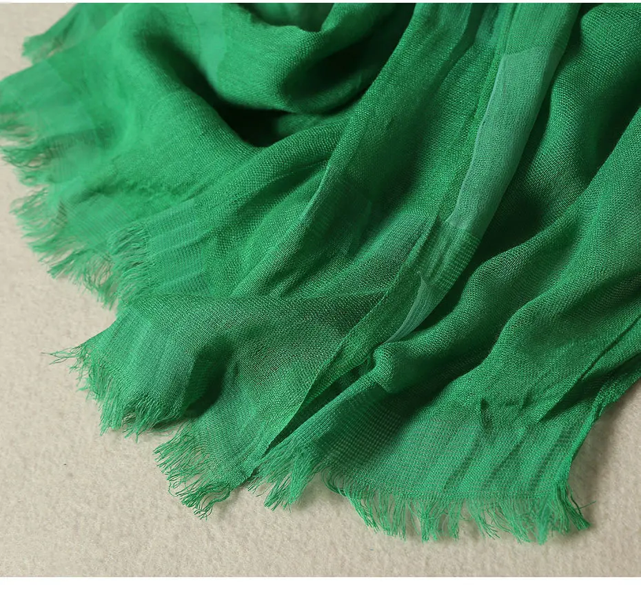 Длинный Шифоновый саржевый шелковый шарф, женский, хиджаб, палантин, шаль, Пляжный платок для женщин, волосы на шее, атласный зеленый шарф для женщин