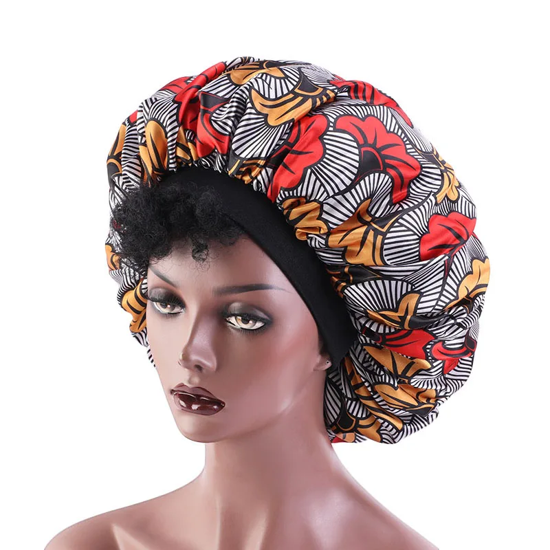 Extra Large Satin Bonnet for Women African Pattern Print Day Night Sleep Cap Ladies Hairstyling Head Wrap Wear Turban Chemo Hat simple line texture pattern men s t shirt set ladies full body print fashion girls short sleeve boys tops shirt shorts 2 pieces