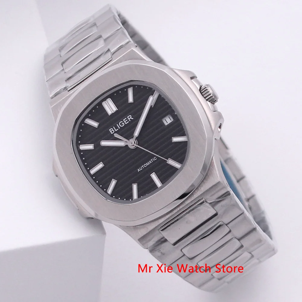 Bliger 40mm Automatic Mechanical Watch Men Luxury Brand Square Case Auto Date Sapphire Glass Luminous Wristwatch | Наручные часы